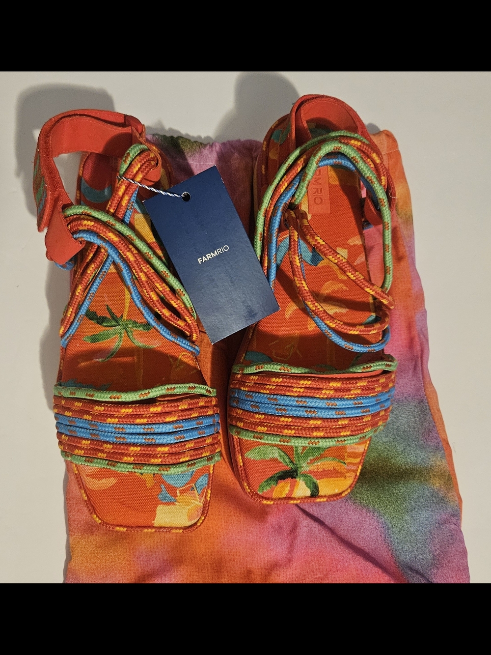Farm Rio Red Ipanema Tropical Platform Sandal, size 10